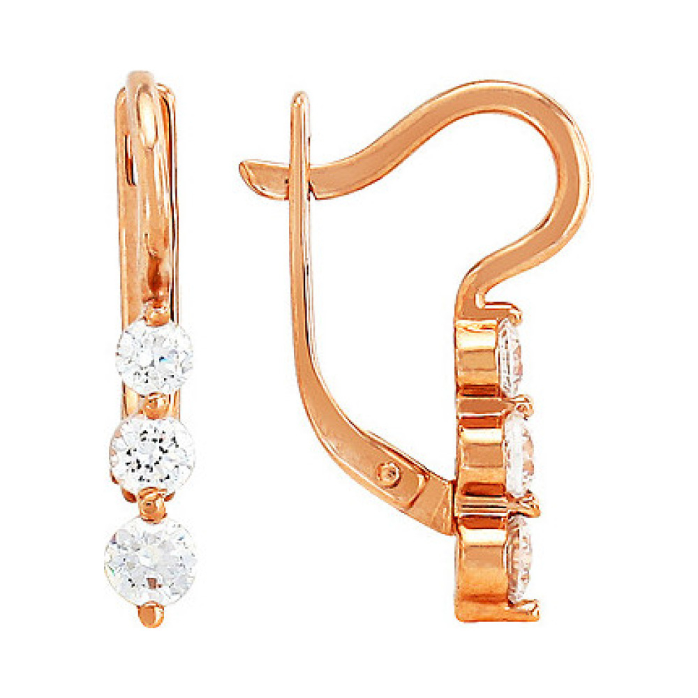 Золотые серьги с фианитом № 82108