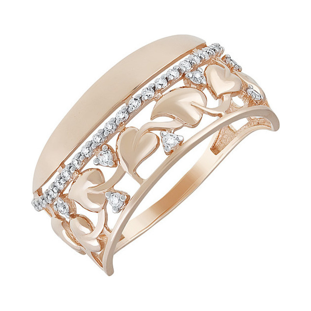 Золотое кольцо с фианитом № 135925