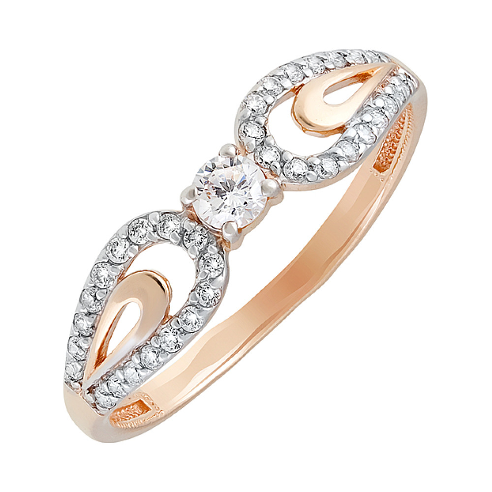 Золотое кольцо с фианитом № 129817