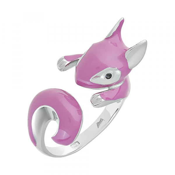 Серебряное кольцо с фианитом и эмалью № 129157