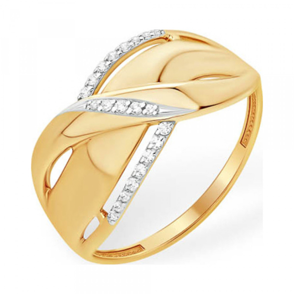 Золотое кольцо с фианитом № 141929