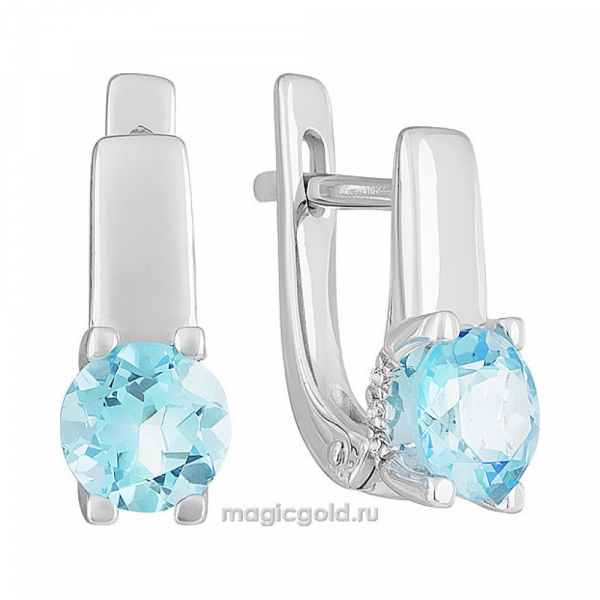 Золотые серьги с топазом и фианитом № 139237