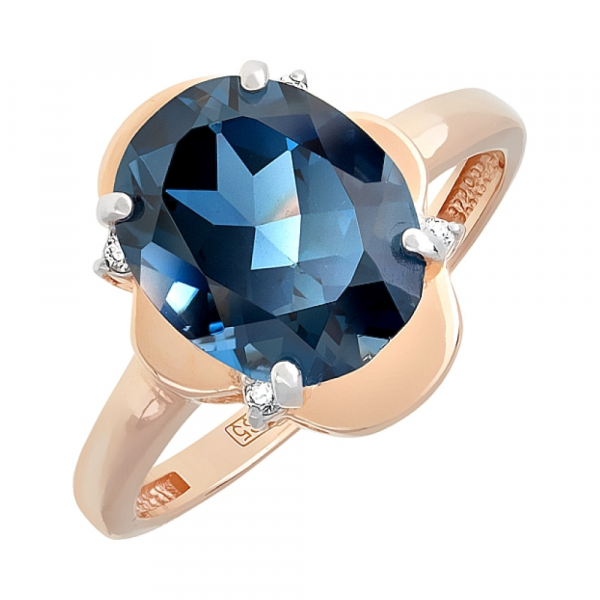Золотое кольцо с топазом и фианитом № 113904
