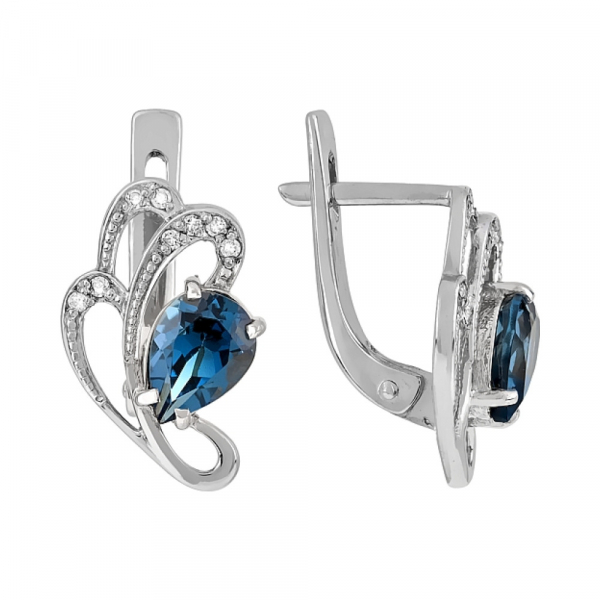 Золотые серьги с топазом и фианитом № 115806