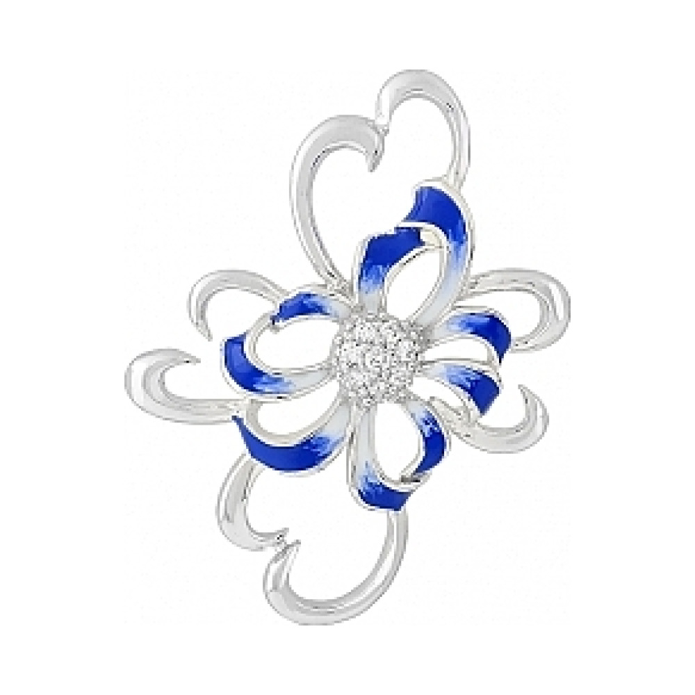 Серебряная подвеска с фианитом и эмалью № 114984