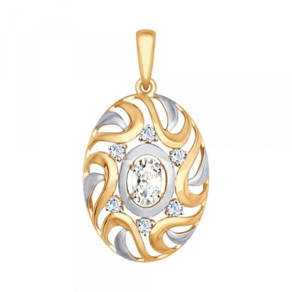 Золотая подвеска с фианитом № 141622