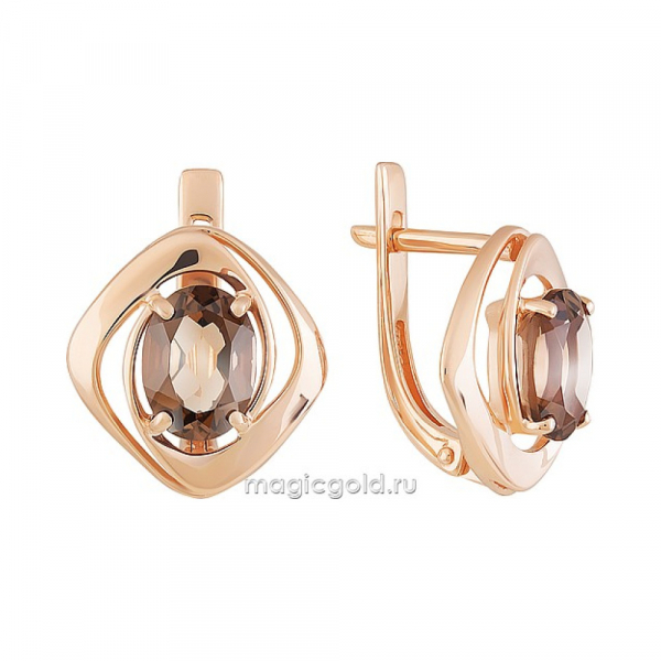 Золотые серьги с раухтопазом № 160618