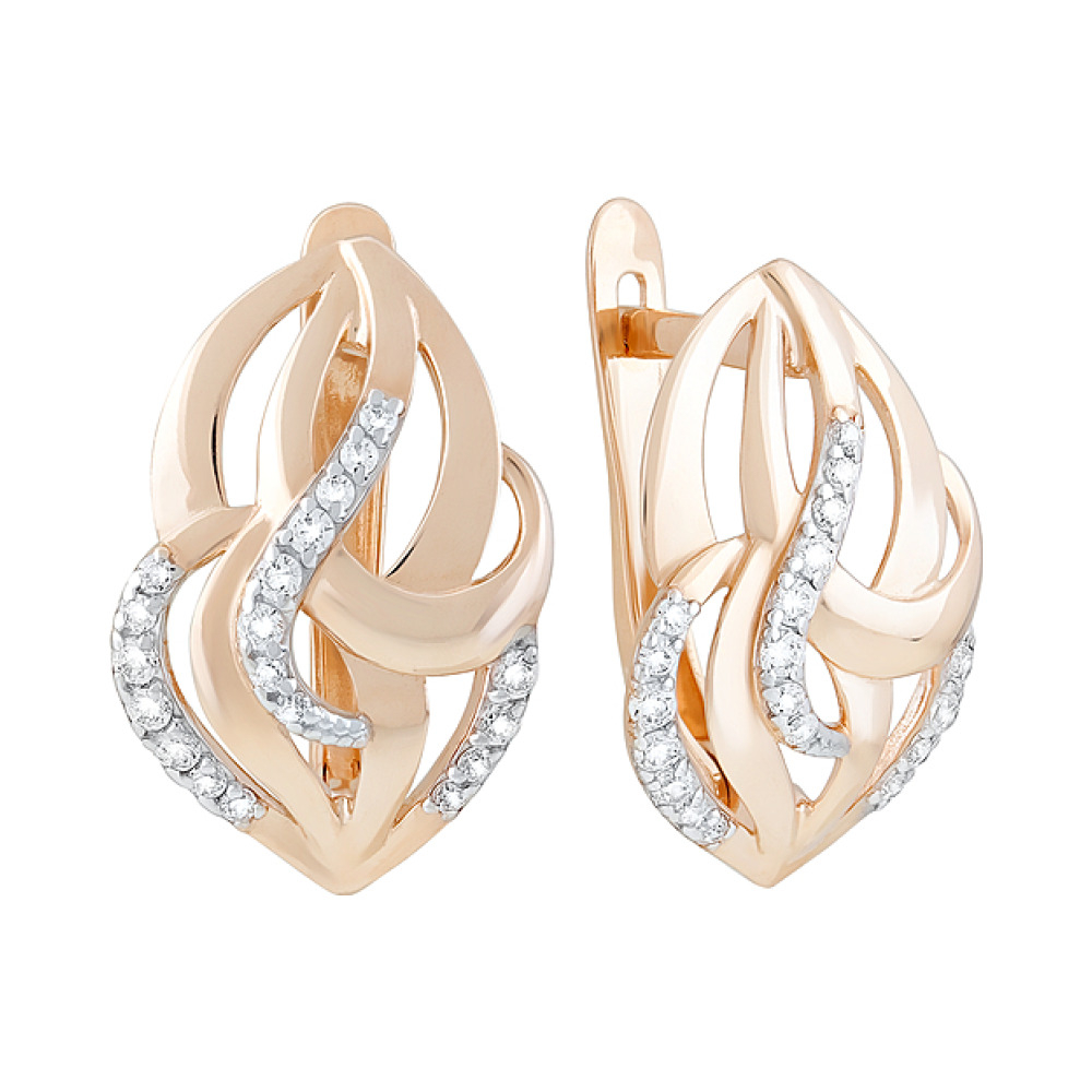 Золотые серьги с фианитами № 126752