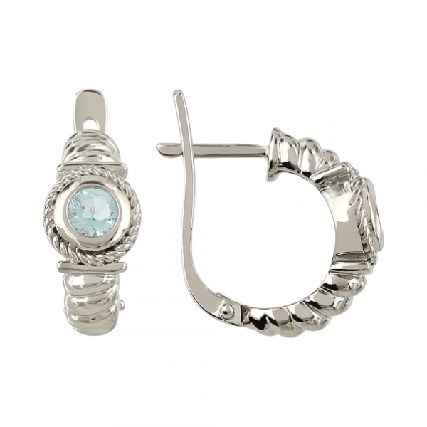 Серебряные серьги с фианитом № 107202