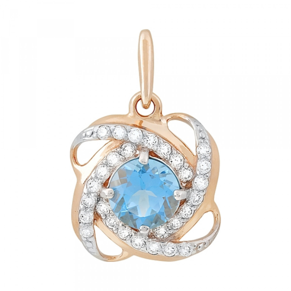 Золотая подвеска с топазом и фианитом № 81165