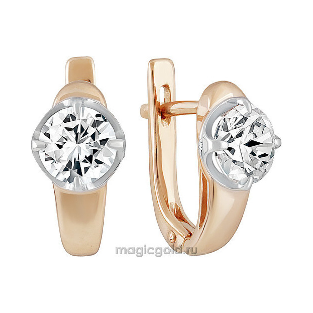Золотые серьги с фианитом № 139162