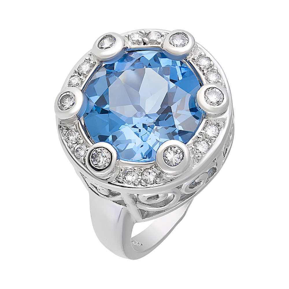 Серебряное кольцо с имитац. шпинели и фианитом № 30945