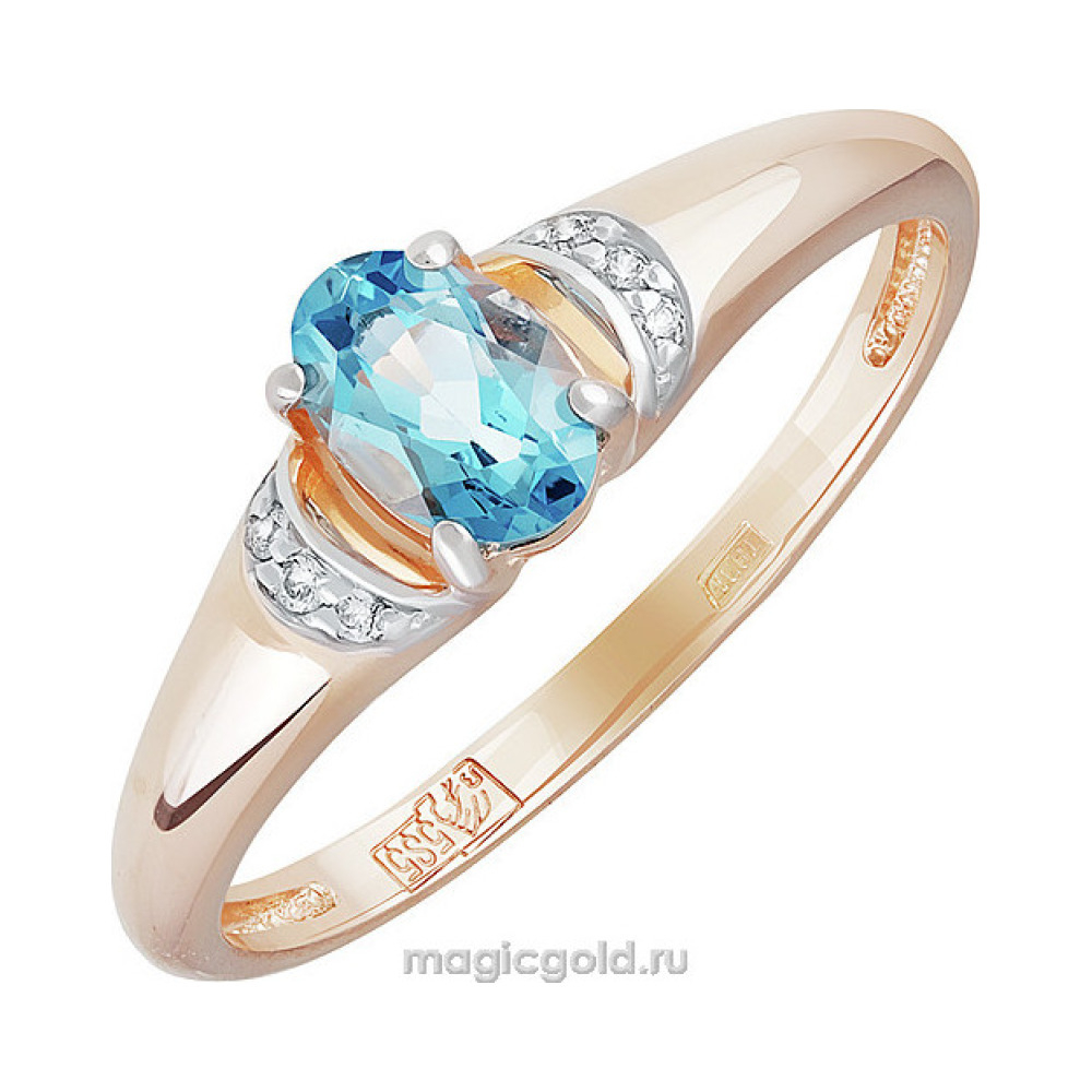 Золотое кольцо с топазом и фианитом № 142075