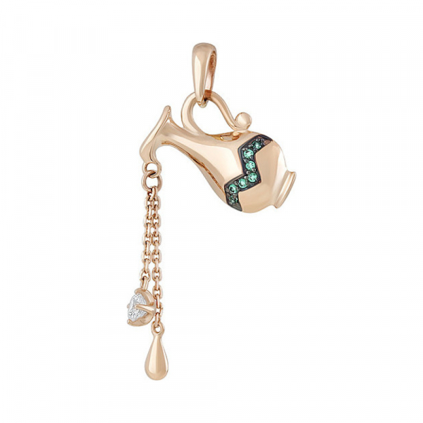 Золотая подвеска с фианитом № 134924