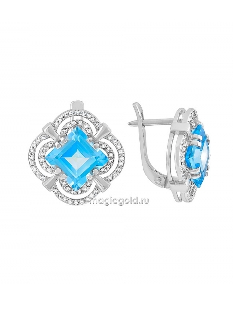 Золотые серьги с топазом и фианитом № 118871