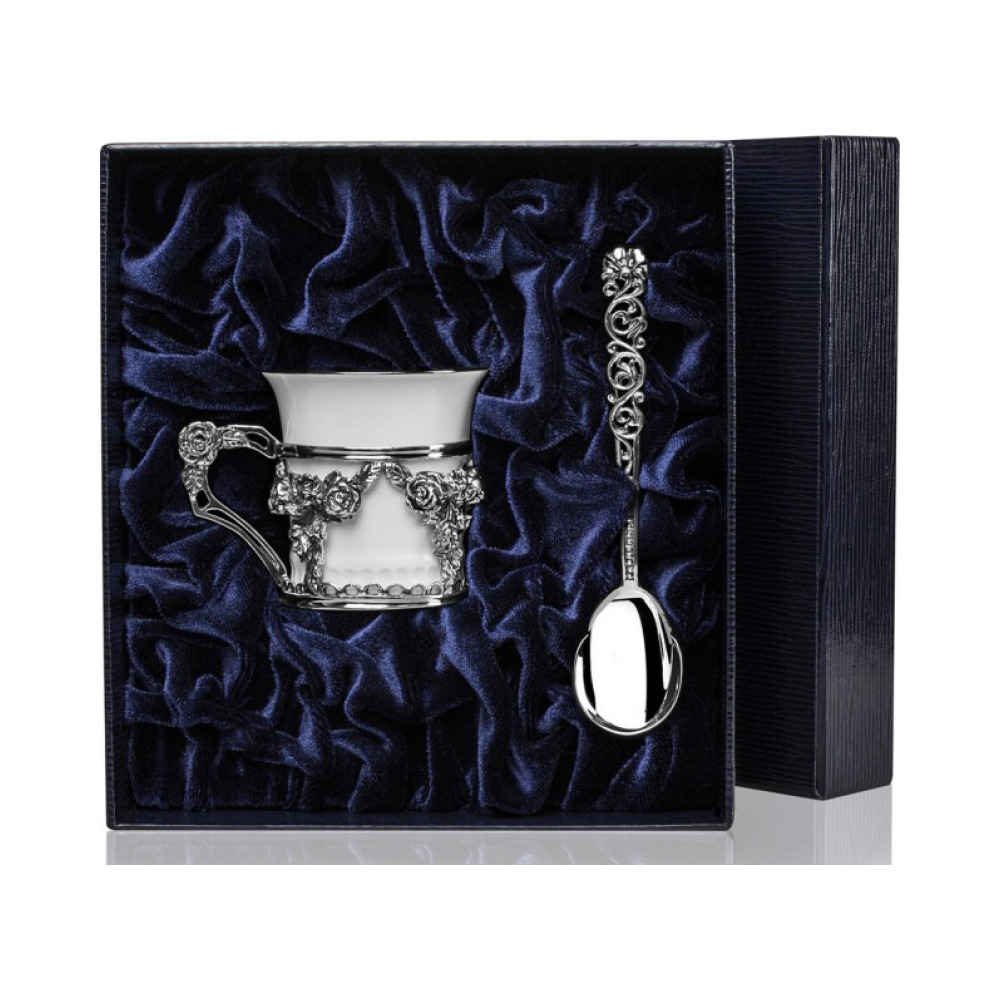 Чашка кофейная "Роза" чернением