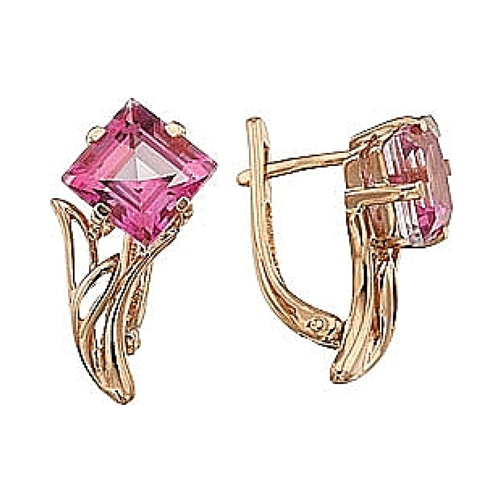 Золотые серьги с гранатом № 50801