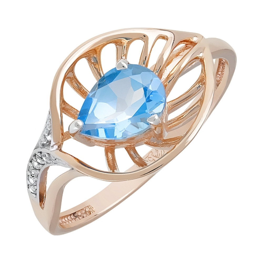 Золотое кольцо с топазом и фианитом № 119927