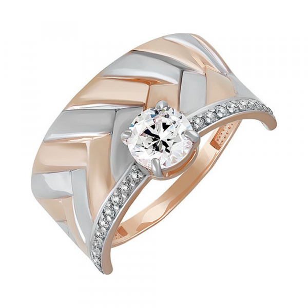 Золотое кольцо с фианитом № 137689