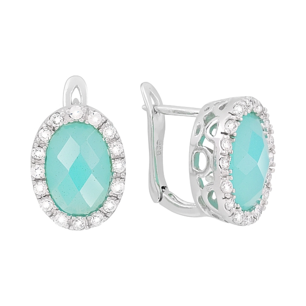 Серебряные серьги с фианитами № 118150