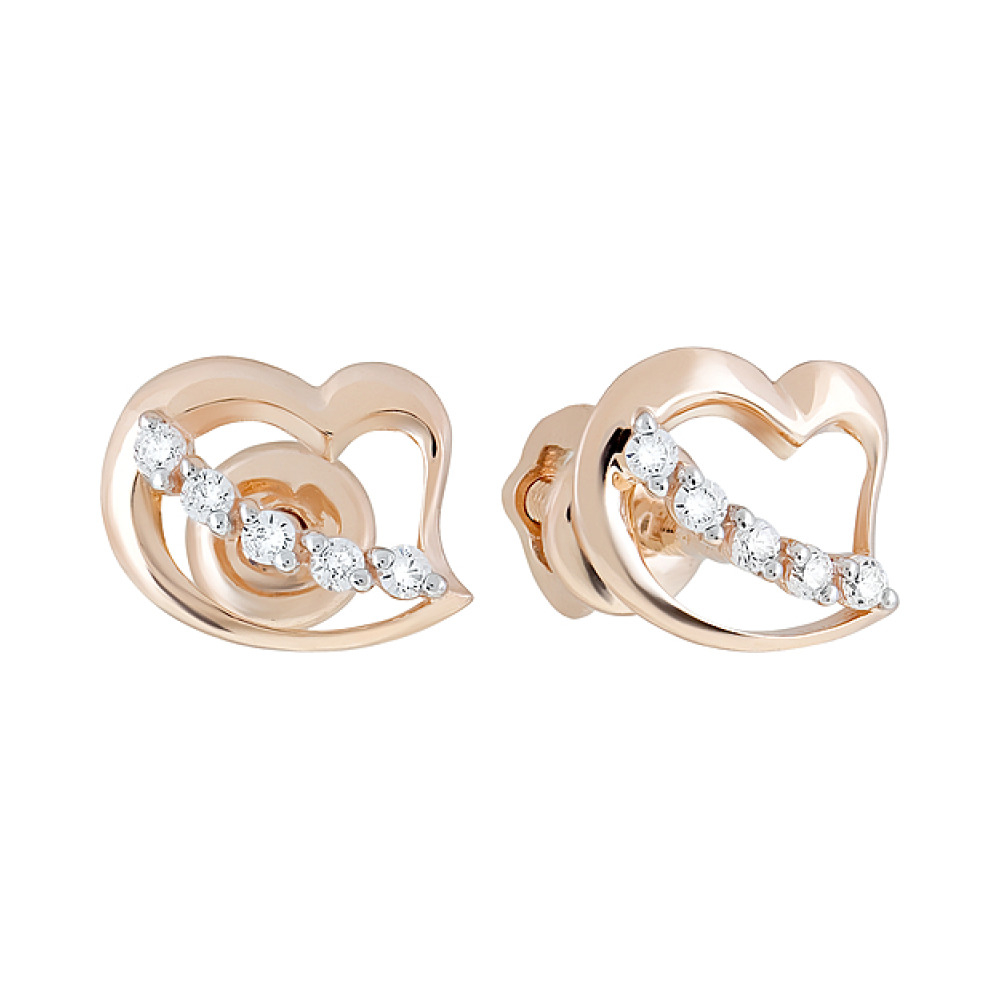 Золотые серьги с фианитами № 126425