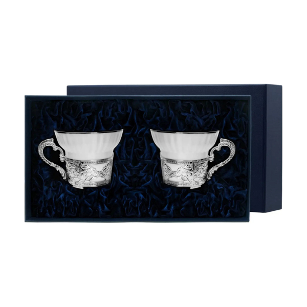 Чашка чайная Константин Великий набор  на 2 персоны из серебра 925 пробы