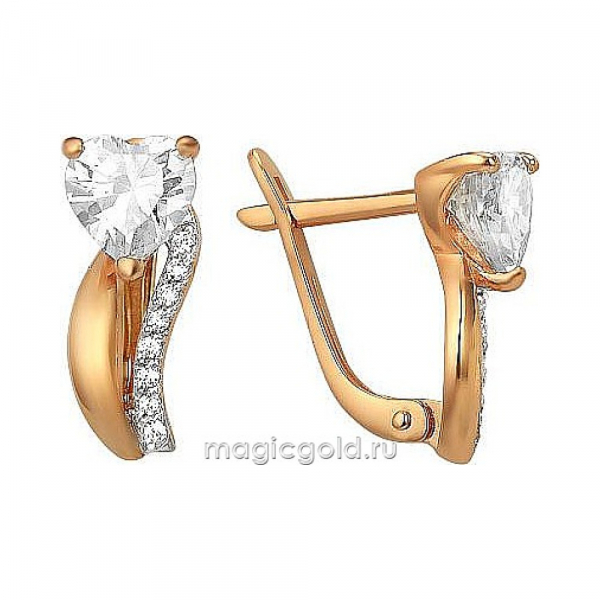 Золотые серьги с фианитом № 173145