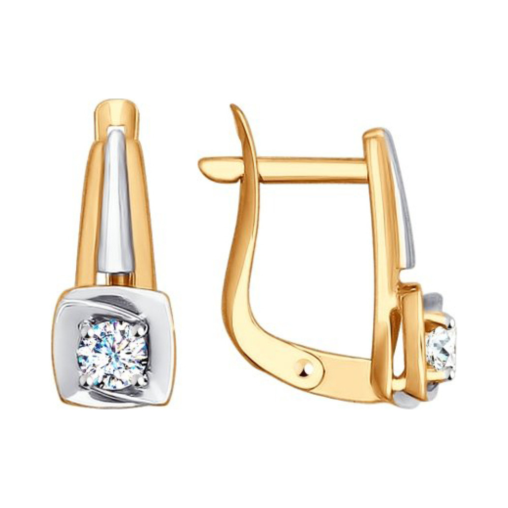 Золотые серьги с фианитом № 142597