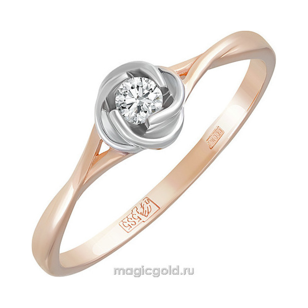 Золотое кольцо с бриллиантом № 158714