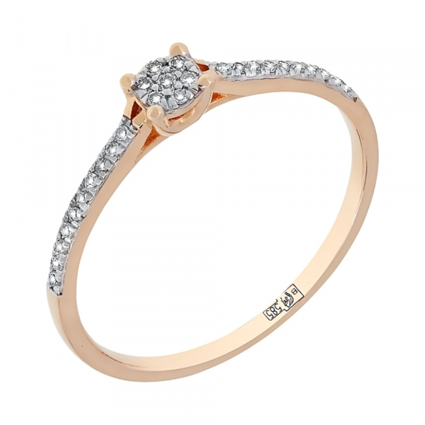 Золотое кольцо с бриллиантом № 106006