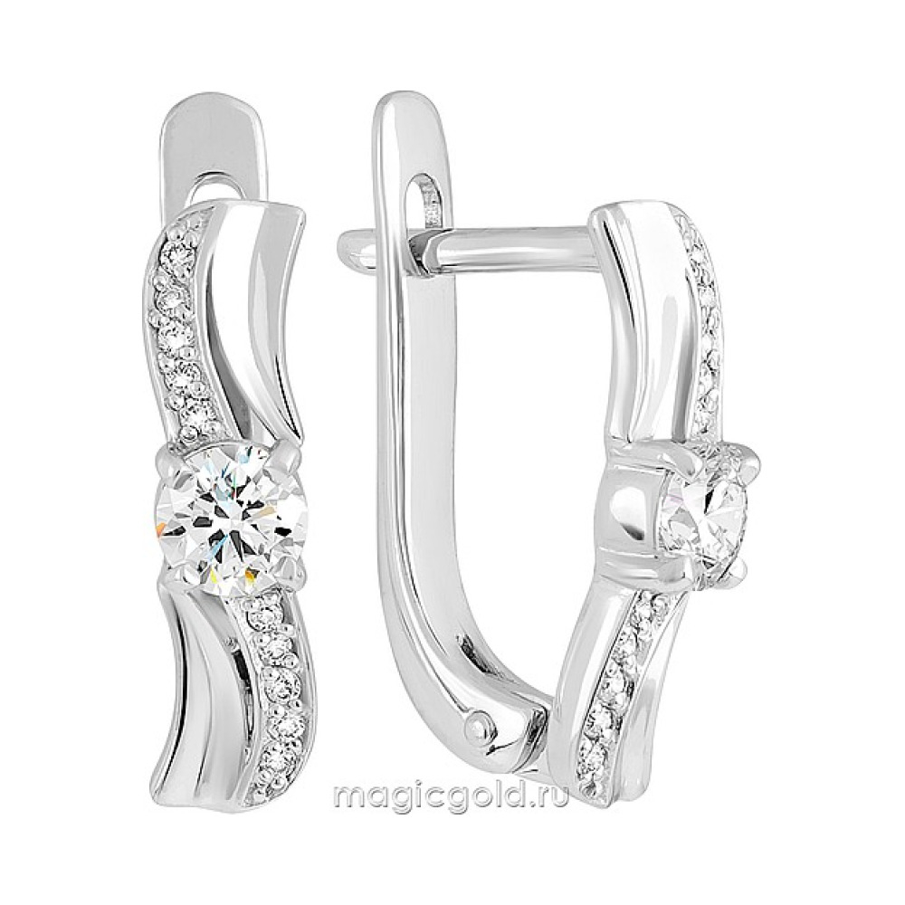 Золотые серьги с бриллиантом № 134214