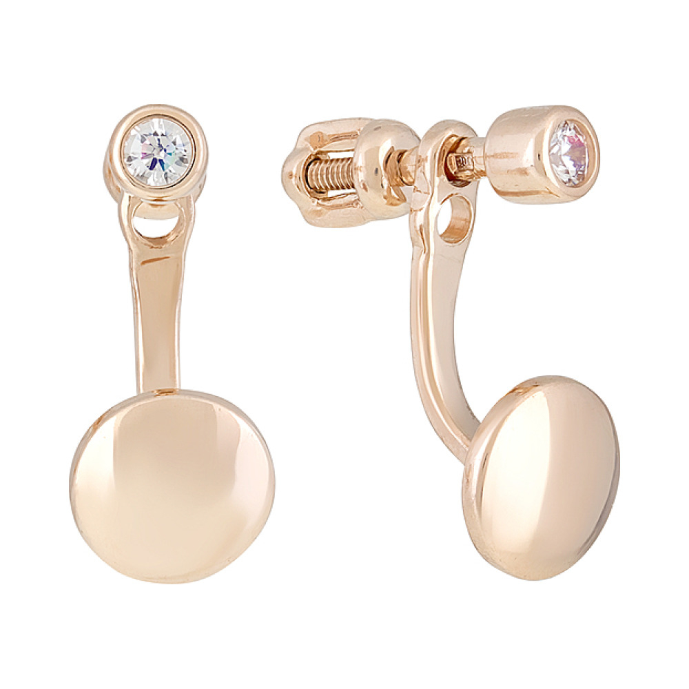 Золотые серьги с фианитами № 129093