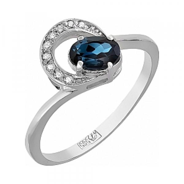 Золотое кольцо с топазом и фианитом № 115495