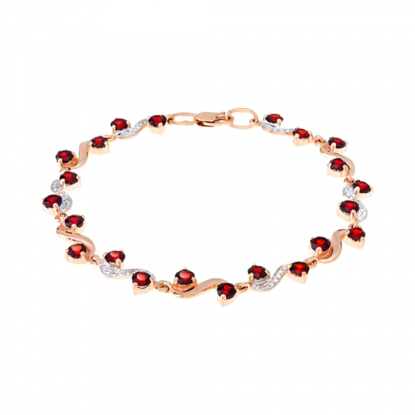 Золотой браслет с гранатом и фианитом № 103720