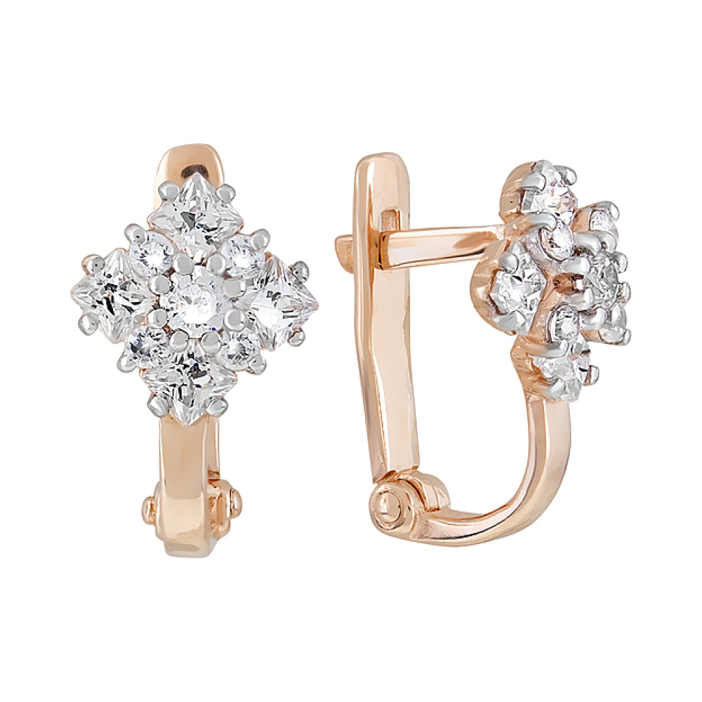 Золотые серьги с фианитами № 124014