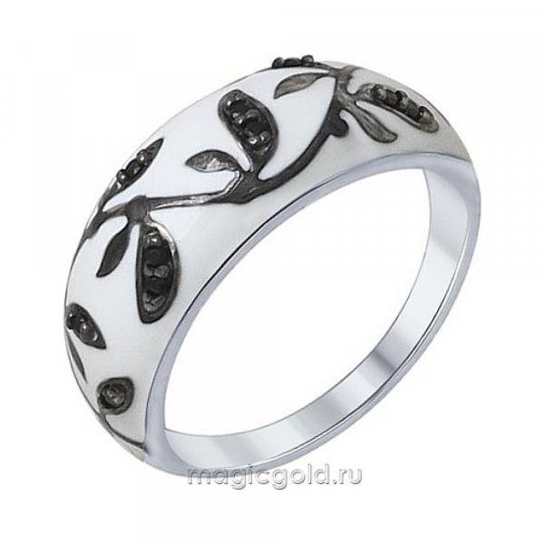 Серебряное кольцо с эмалью и фианитом № 155773