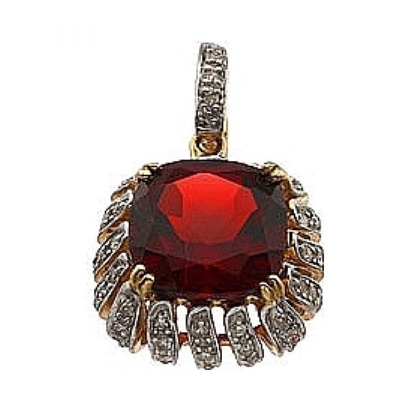 Золотая подвеска с бриллиантом и раухтопазом № 63846