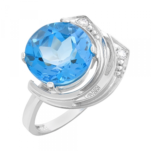 Золотое кольцо с топазом и фианитом № 96203