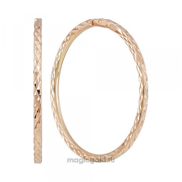 Золотые серьги конго с алмазной гранью № 142257