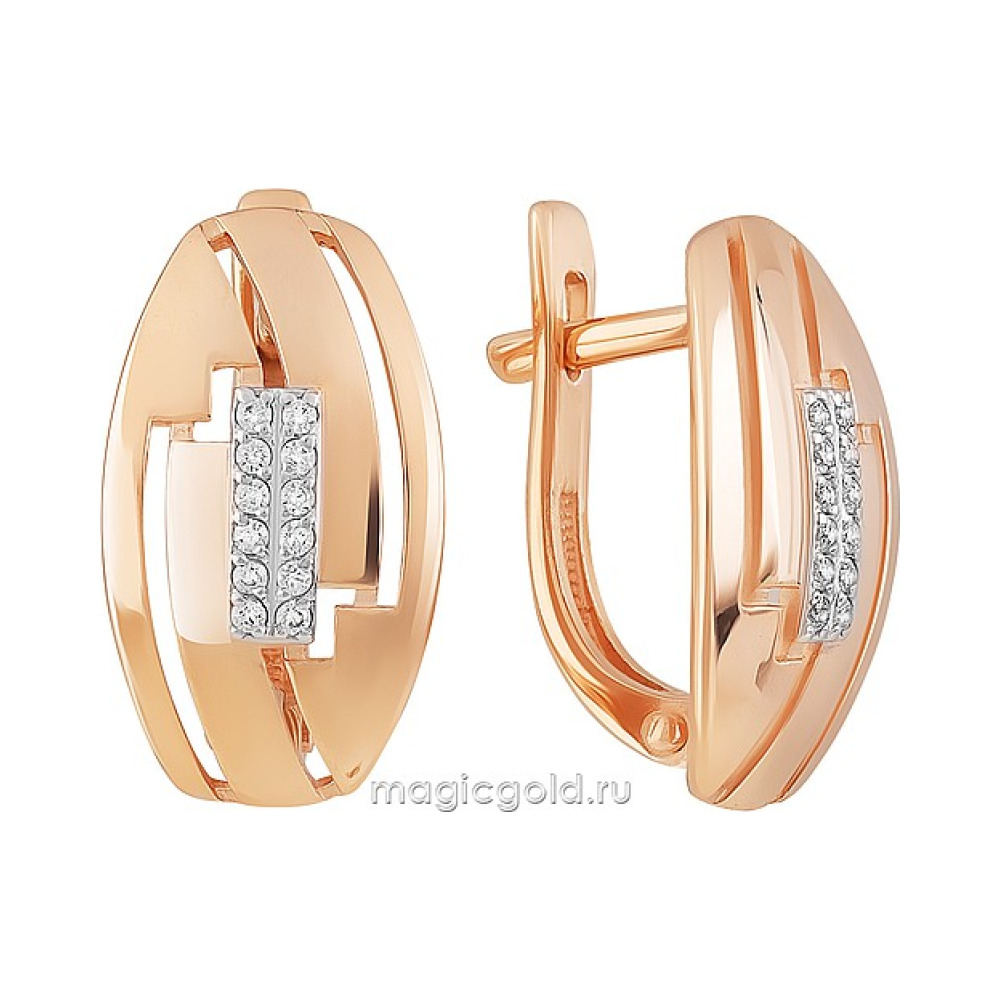 Золотые серьги с фианитом № 163835