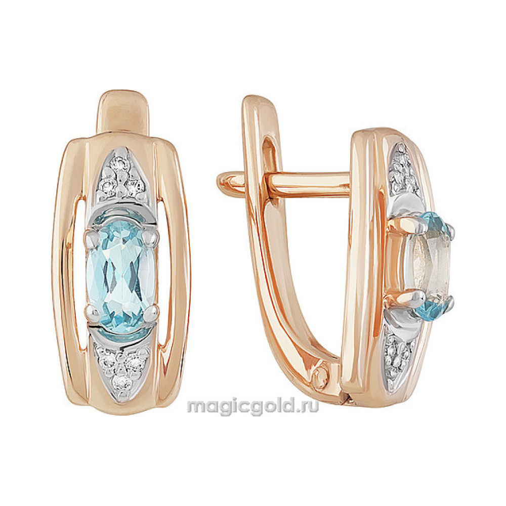 Золотые серьги с топазом и фианитом № 159617