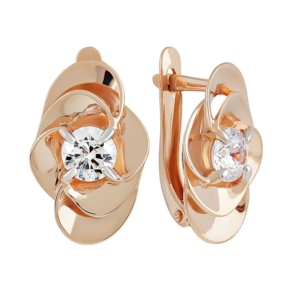 Золотые серьги с кристаллами swarovski № 137054