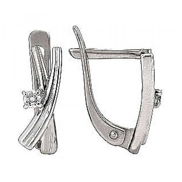 Золотые серьги с бриллиантом № 96636