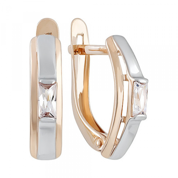 Золотые серьги с фианитом № 135187