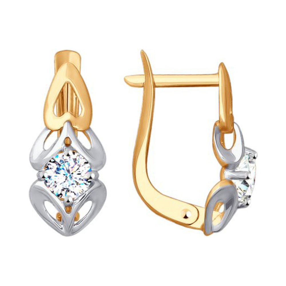 Золотые серьги с фианитом № 159180