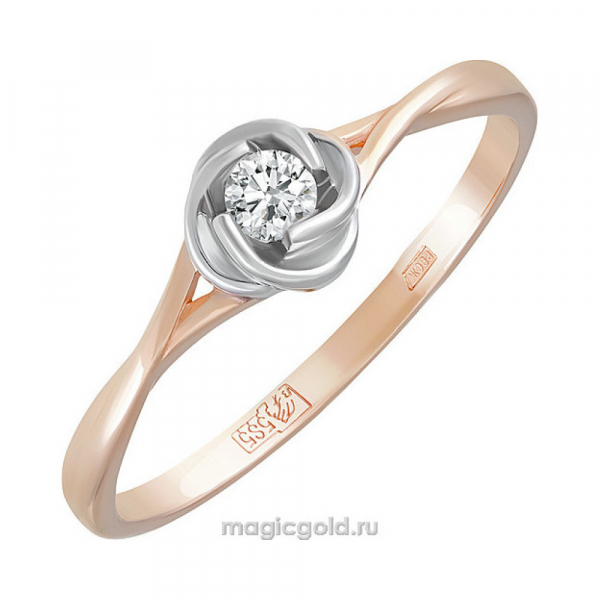 Золотое кольцо с бриллиантом № 158714