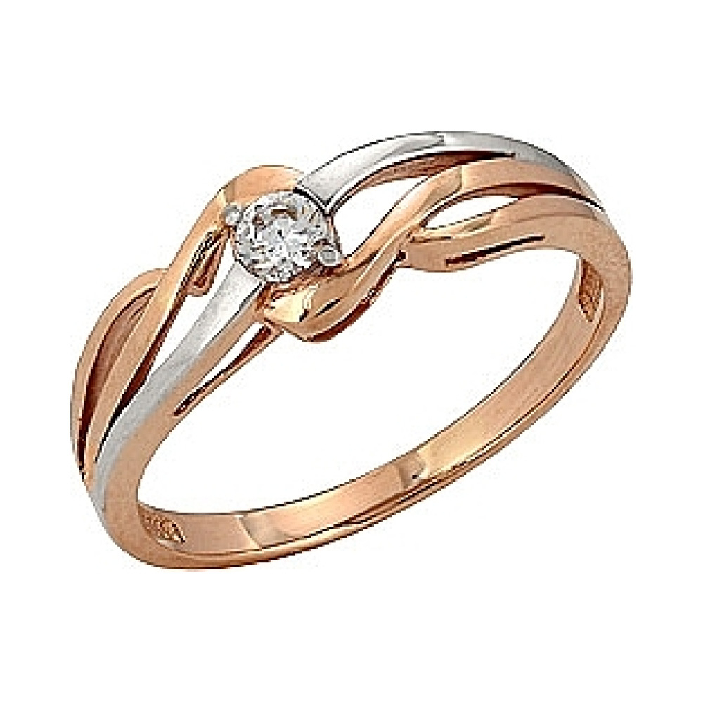 Золотое кольцо с бриллиантом № 113366