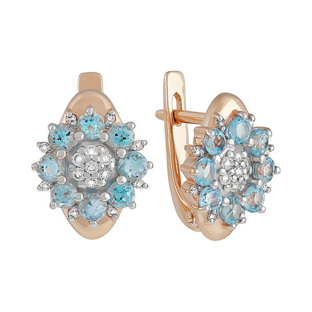 Золотые серьги с топазом и фианитом № 135120