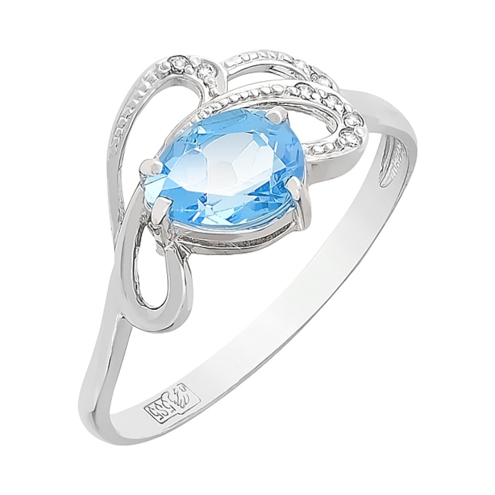 Золотое кольцо с топазом и фианитами № 83281