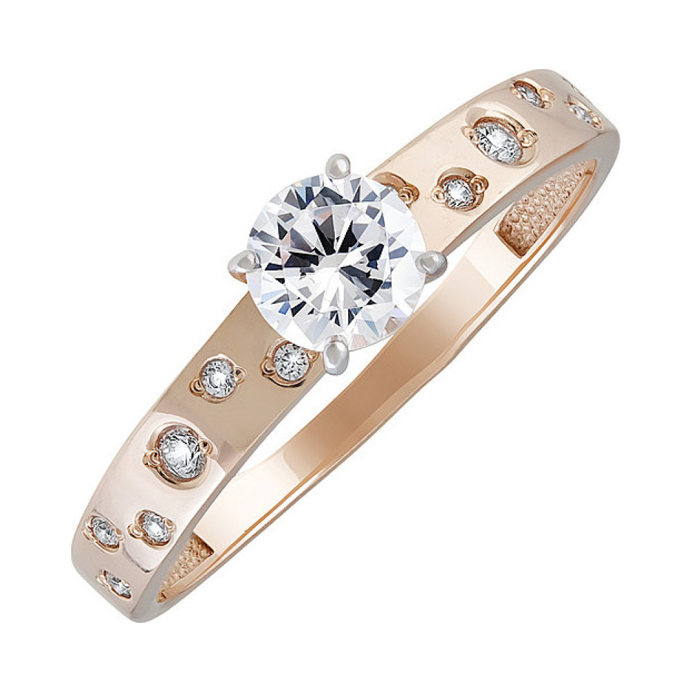 Золотое кольцо с фианитом № 135272